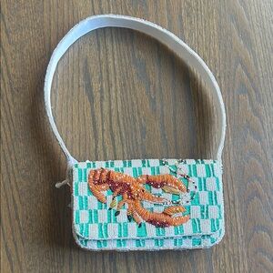NEW Beaded Lobster Mini Bag in Turquoise and White Viral TikTok